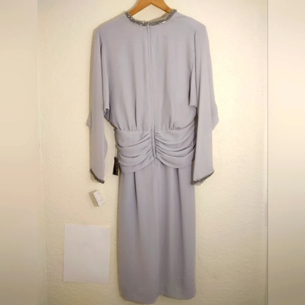 Jack Bryan Vintage 70s Hand Beaded Gray 7505 Midi Dress